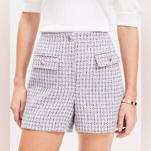 LOFT tweed flap pocket shorts purple